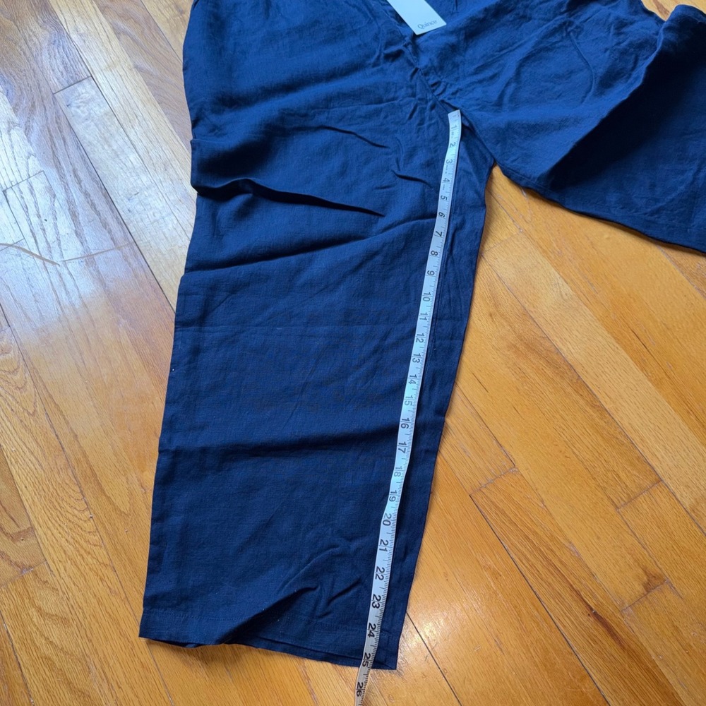 NEW Quince Deep Navy Blue Linen Pants Wide Leg Minimalist 1X Beachy Coastal - Picture 12 of 12